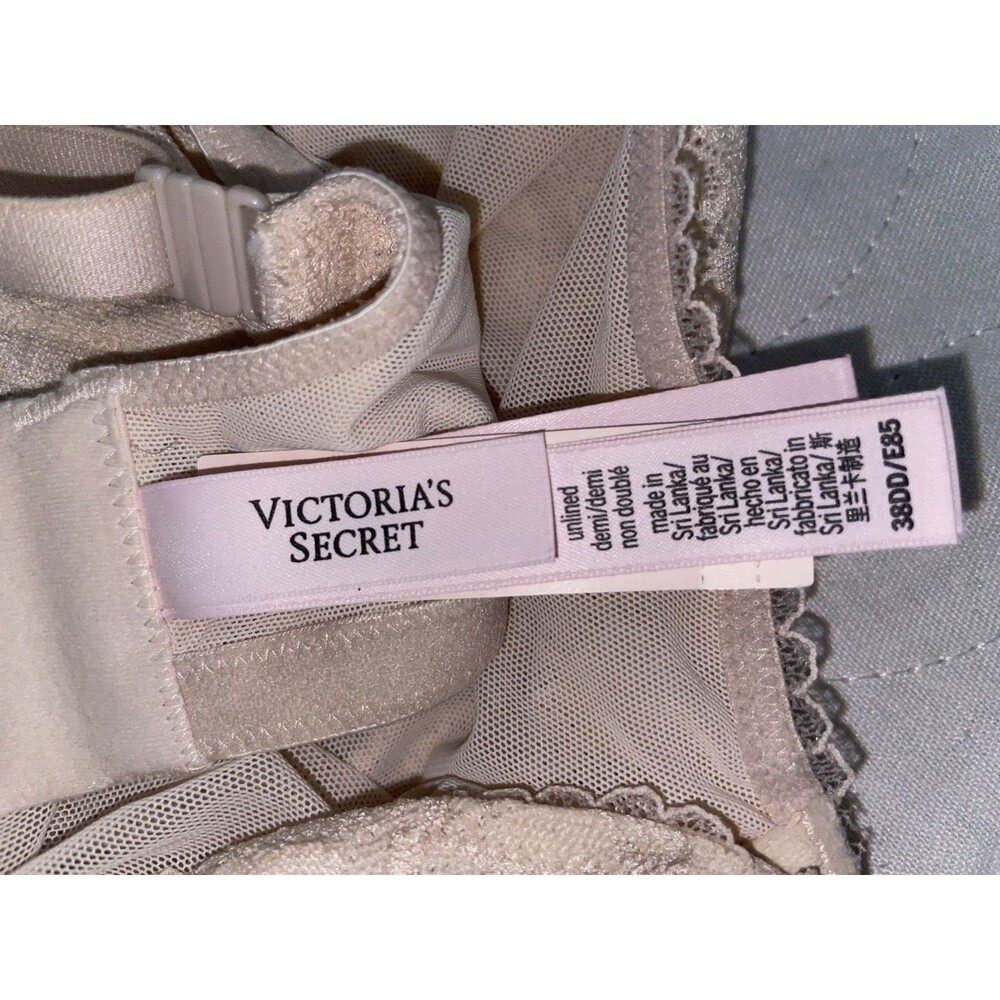 VICTORIA SECRET Unlined Demi BRA Body by Victoria 38DD Nude Beige Unlined Lace - Picture 3 of 5